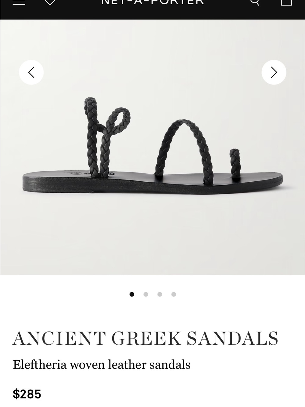 Ancient Greek Sandals Eleftheria Woven Leather Flat Sandal - Black
